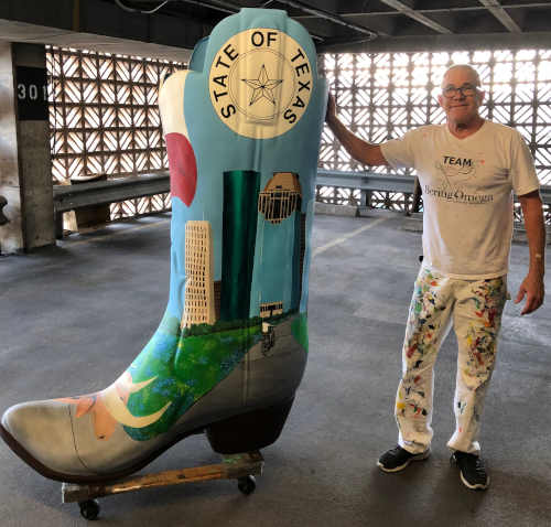 giant Texas boot Kermit Eisenhut painted